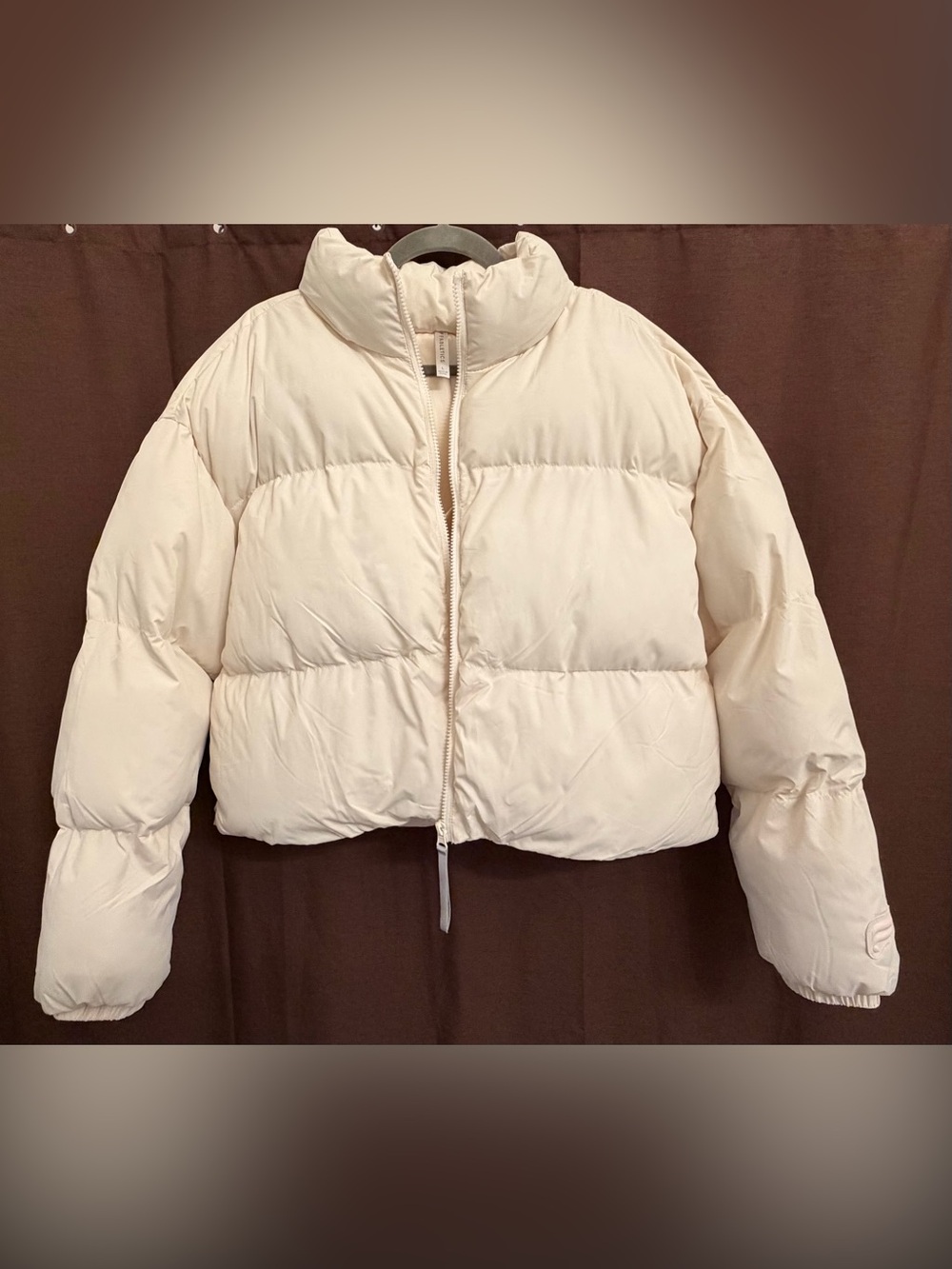 Fabletics Cream Cropped Puffer Jacket | Large - Picture 5 of 10